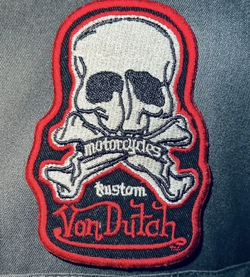 OFFICIAL VON DUTCH MOTORCYCLES PATCHED DICKIES MECHANIC SHOP TATTOO WORK SHIRT - Image 1 of 4