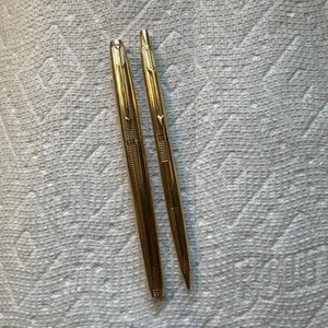 Vintage Parker 14K GF Fountain Pen & Mechanical Pencil Set 14K Solid Gold Nib - Picture 1 of 16