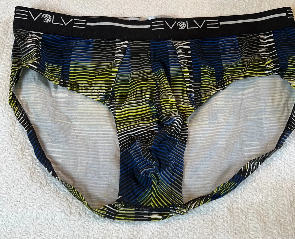 Calzoncillo Evolve azul/verde/negro a rayas no show ropa interior de algodón talla XL Foto 1 de 4