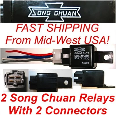 2 Song Chuan Power Relays & Connectors 804-1A-C1 30A Coil=12VDC FREE US SHIPPING - Image 1 of 4