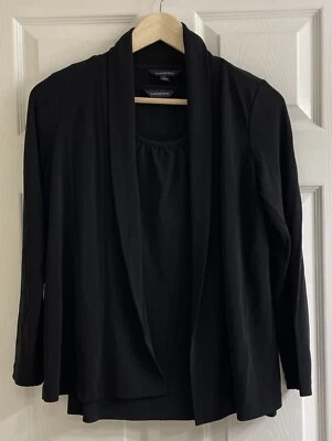 2 Piece Lands’ End XS Black twinset (cardigan and tank)   Rayon/Polyester EUC! - Image 1 of 4