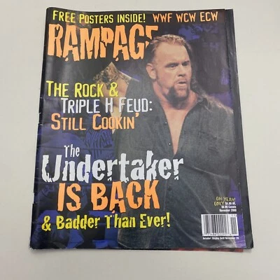 Revista de lucha libre RAMPAGE noviembre 2000 Undertaker con póster Pinup Francine WWE Foto 1 de 2