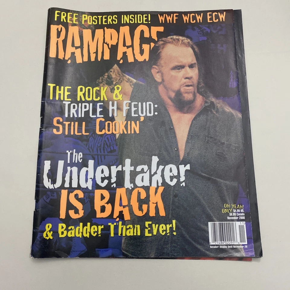 Revista de lucha libre RAMPAGE noviembre 2000 Undertaker con póster Pinup Francine WWE Foto 1 de 2