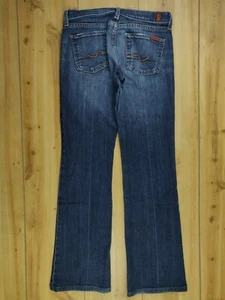 7 For All Mankind Zip Fly Bootcut Stretch Low Rise Dark Blue Jeans Size 26 USA - Picture 1 of 10