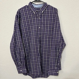 Izod Men’s Large Non Iron Stretch Button Up Shirt Purple  - Picture 1 of 4