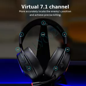 RAPOO VH650 Virtual 7.1 Channel Wired Headphones USB RGB Gaming Headset - Picture 1 of 11