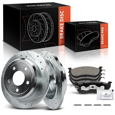 Rotor de freno perforado y pastilla de freno para Ford Crown Victoria Lincoln Town Car trasero Foto 1 de 4