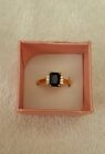 Artisan's Black Sapphire & Cz. Sz. 8  Ring set in 18 kt. Yellow Gold filled New