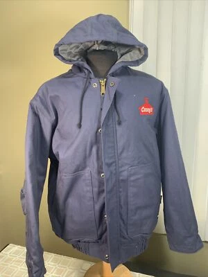 Berne Mens XL Navy FRHJ01ND Duck HRC3 Flame Resistant Hooded Quilted Jacket LOGO - Image 1 of 4