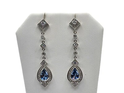 Pendientes Tova Plata 925 Colgantes Lágrimas Topacio Azul y Circonita Cúbica Foto 1 de 4