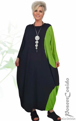 PoCo LAGENLOOK Ballon-Kleid 44 46 48 50 52 54 56 58 XL-XXL-XXXL schwarz moos - Bild 1 von 4