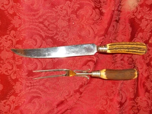 Vintage H. BOKER & CO. Tree Brand Carving Fork & Knife - Picture 1 of 4