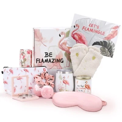 Cesta de regalo de cumpleaños flamenco para mujer, regalos de spa para ella, caja de regalo de cuidado personal... Foto 1 de 4