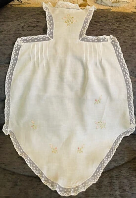 tablier de service blanc à bavette brodés - Photo 1/4