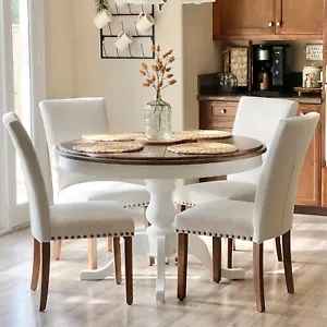 Dining Parson Chairs Set of 6 High Brown PU Leather Elegant Design Home - Picture 1 of 108
