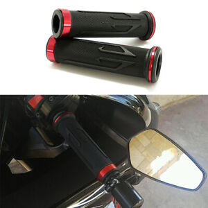 For Yamaha Suzuki Motorcycle US 7/8" 22mm Rubber Red Handlebar Hand Grip Bar