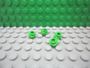 Lego 4 Bright Green 1x1 knob with 5 petal edges plant flower NEW - Picture 1 of 1