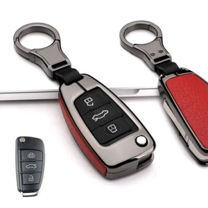 Zinc Alloy Leather Car Remote Key Fob Case Cover Bag For Audi A1 A3 S3 Q3 Q7 TT - Picture 1 of 5