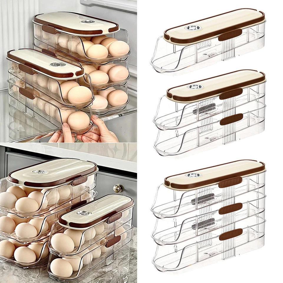 Auto Rolling Egg Dispenser Egg Holder for Refrigerator Clear Automatic Egg - Bild 1 von 1