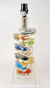 Vtg Kaeder Clear Acrylic Lucite Suspended Stacked Toy Car Table Lamp 2004 - Picture 1 of 22