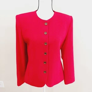 RENA ROWAN/MUJER/BLAZER/CHAQUETA/TALLA 10/ROJO/MEZCLA LANA/BOTÓN DELANTERO/FORRADO/EE. UU. - Imagen 1 de 10