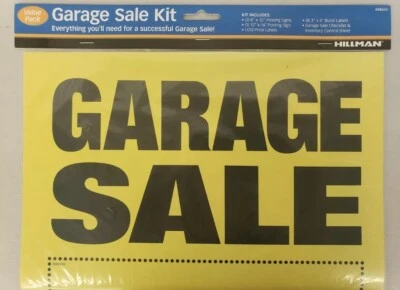 Kit de venta de garaje Hillman 848623 letrero relleno amarillo y negro paquete de 2 Foto 1 de 2