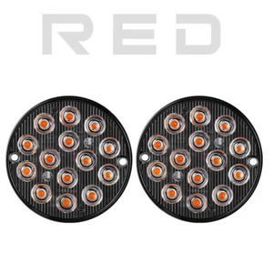 2X Round Red 14 LED Truck Trailer Stop Turn Tail Brake Light Waterproof 3"inch - Picture 1 of 11