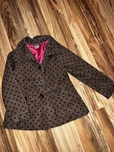 Gymboree Girls Jacket Coat Sz 6 Brown Polka Dot Vintage VTG - Picture 1 of 7