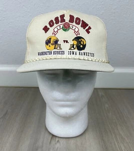 Vintage 1991 Rose Bowl Washington Huskies Trucker Mesh Rope Snapback Hat Cap USA - Imagen 1 de 12