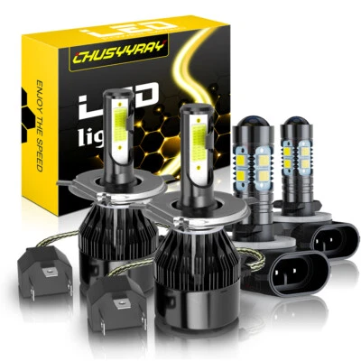 For Hyundai Accent 2000-2017 - H4 9003 881 LED Headlight + Fog Light Combo Bulbs - Image 1 of 4