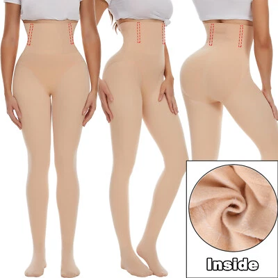 Women Winter Thermal Fleece Lined Tights Warm Fake Translucent Pantyhose Winter - Image 1 of 4