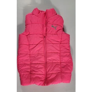 Puma Girls Puffer Vest Sleeveless Padded Quilted Hot Pink Girls Size S 7/8 - Picture 1 of 6
