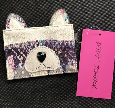 Estuche para tarjetas Betsey Johnson Kitsch tie dye cara de perro imitación cuero nuevo con etiquetas Foto 1 de 4