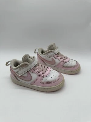 学步儿童 Nike Court Borough Low 2 SE 鞋 '白色/粉红色泡沫' DQ0493 100 尺码 8C — 第 1/4 张图片