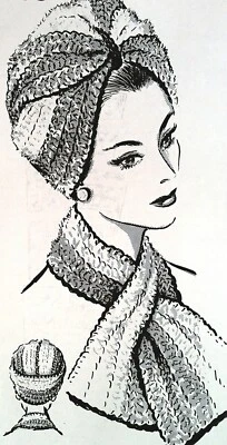 5063 Vintage Mail Order TURBAN & SCARF Pattern to Crochet (Reproduction)