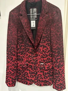 Stunning Guess red animal print blazer. Bnwt US Size M fits 8-10 - Picture 1 of 12