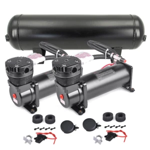 200 PSI Air Compressor 2 PCS+4 Gallon Air Tank For Train Horns Suspension - Picture 1 of 9