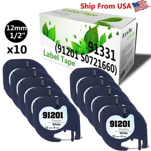 10PACK 91201 LOTS Label Tap Used for Dymo Label Maker 500TS PC2(Black on White) - Picture 1 of 1