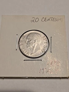 1939 Italy 20 Centesimi Coin - Free Shipping - Picture 1 of 2