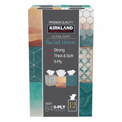 Tejido facial Kirkland Signature, 3 capas, 84 unidades (paquete de 12) | ENVÍO GRATUITO Foto 1 de 4