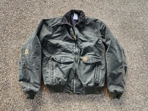 Vintage Carhartt Bomber Jacket Moss Green J165 MOS Workwear Men's L Tall - Picture 1 of 8