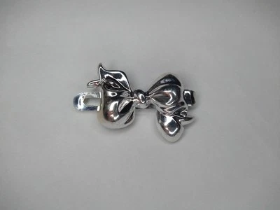 Vintage Goody Snap Tight Silver Color Plastic Bow Barrette 1980s 90s Hair Clip - Image 1 of 2