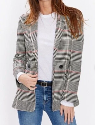Anine Bing Blazer Size M Madeline Jacket Houndstooth Plaid Double Breasted - Image 1 of 4