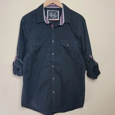Black Drill NYC Button Down Men's XL Y2K - Image 1 of 4