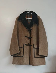 Bunker Ramo Dufflecoat Herren XL hellbraun schwarz Besatz Wolle-Kaschmir-Mischung kariertes Futter - Bild 1 von 8