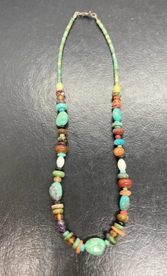 Vintage Multicolored Gemstone 18” Necklace Nice Stones As Shown - Image 1 of 4