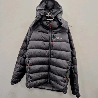 Rab Axion Pro Quantum Pertex Puffer Hooded Grey Padded Down Jacket Coat Size XL - Image 1 of 4