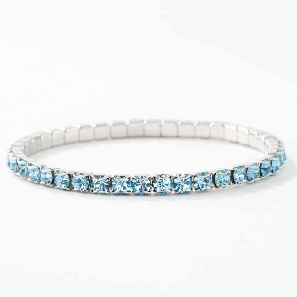 Touchstone Crystal March Birthstone Stretch Bracelet Blue Aquamarine Crystal - Image 1 of 1