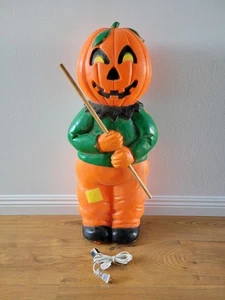 Vtg Union Products Halloween Blow Mold Don Featherstone Goblin Scarecrow Pumpkin - Picture 1 of 16