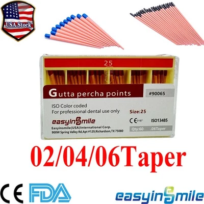 60/120Pc Dental Gutta Percha Points Endo.02/.04/.06 Taper #15-40 45-80Endodontic - Image 1 of 4